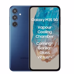 Samsung Galaxy M35 5G (Moonlight Blue,6GB RAM,128GB Storage)| Corning Gorilla Glass Victus+| AnTuTu Score 595K+ | Vapour Cooling Chamber | 6000mAh Battery | 120Hz Super AMOLED Display| Without Charger